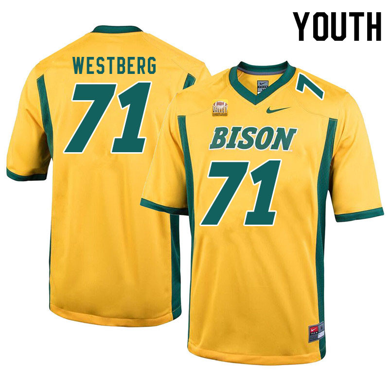 Youth #71 Brandon Westberg North Dakota State Bison College Football Jerseys Sale-Yellow - Click Image to Close